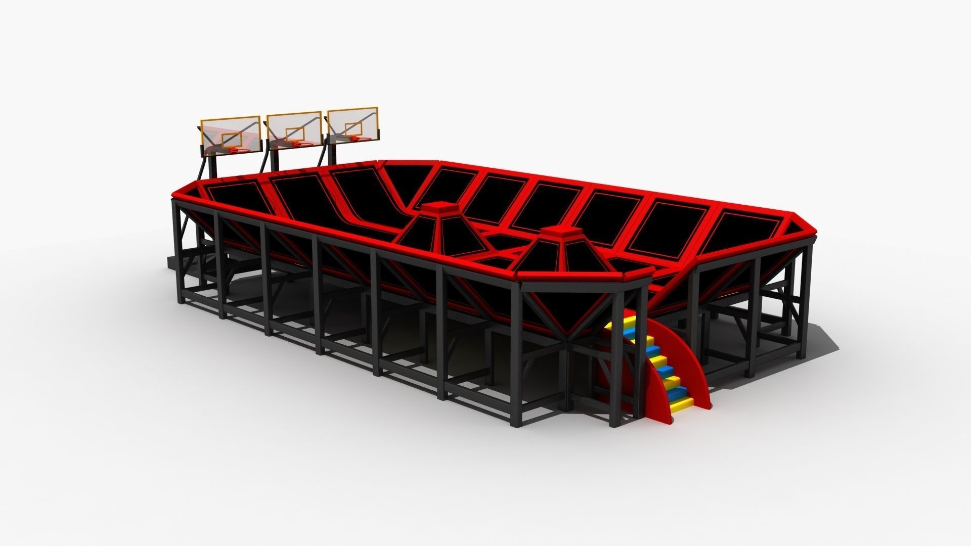 Indoor Trampoline Playground 3D model_3
