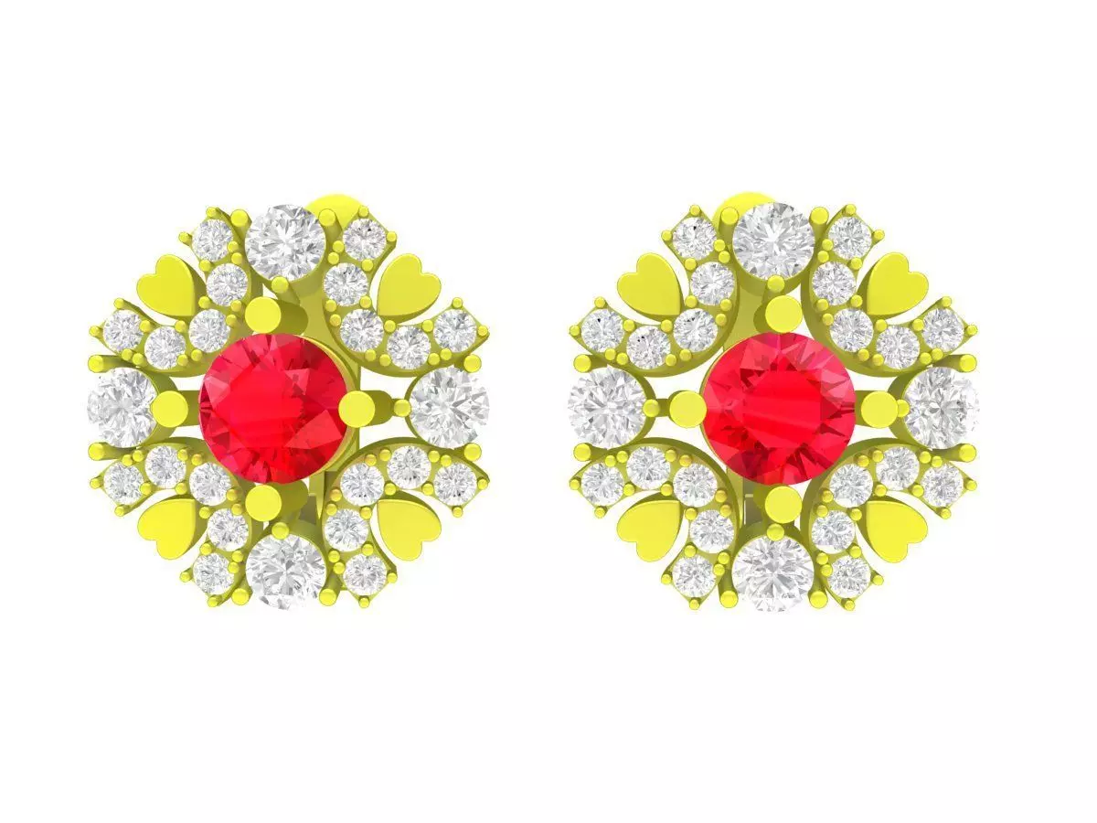Elegant Floral Cluster Gemstone Earrings 3D Model 5903 3D print model