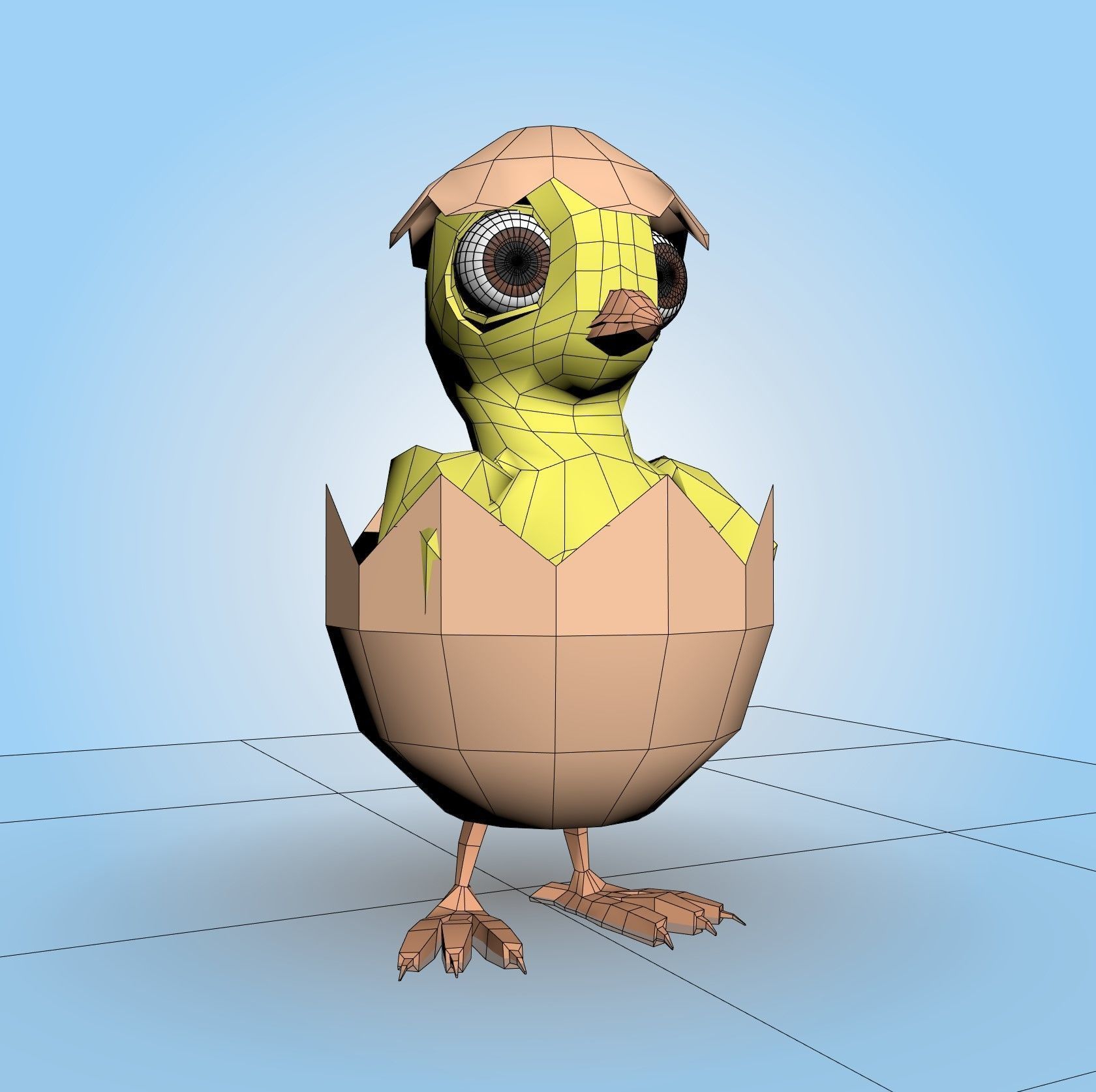 Chick With Egg 3D model_6
