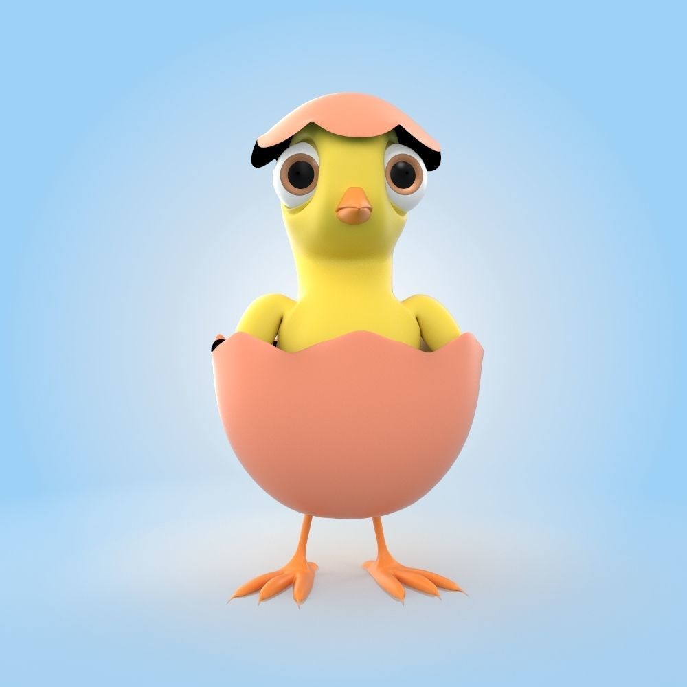 Chick With Egg 3D model_4