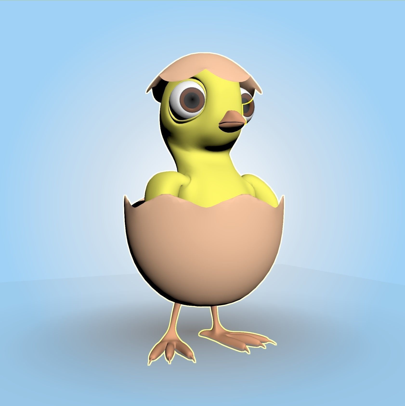 Chick With Egg 3D model_5