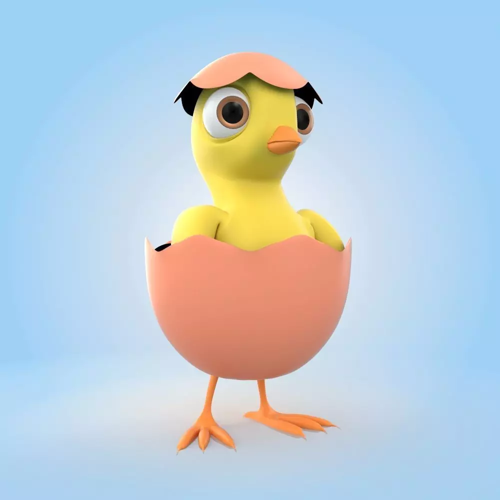 Chick With Egg 3D model_0
