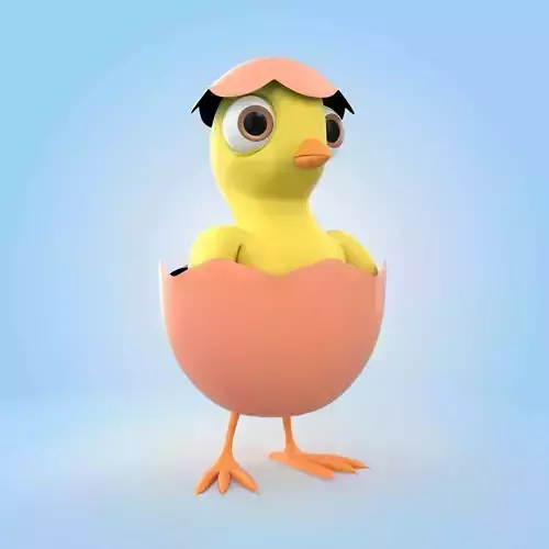Chick With Egg 3D model