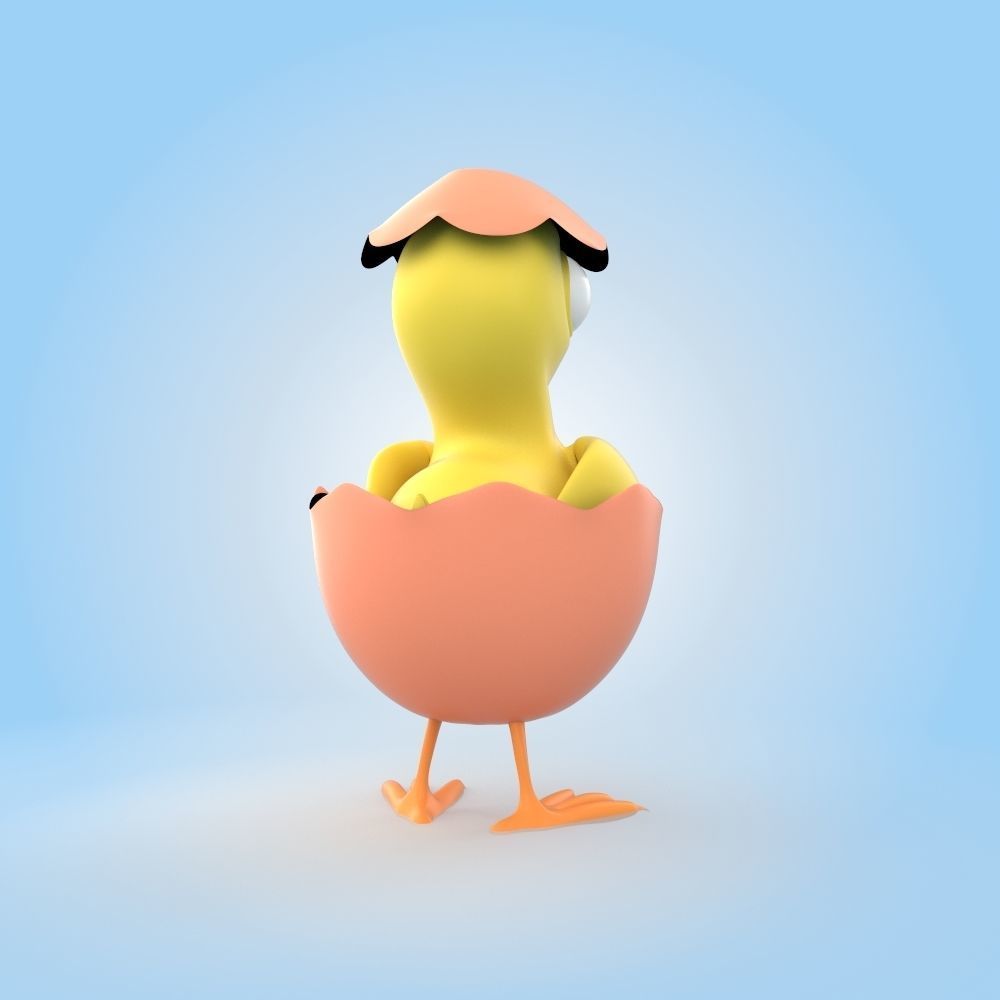 Chick With Egg 3D model_2