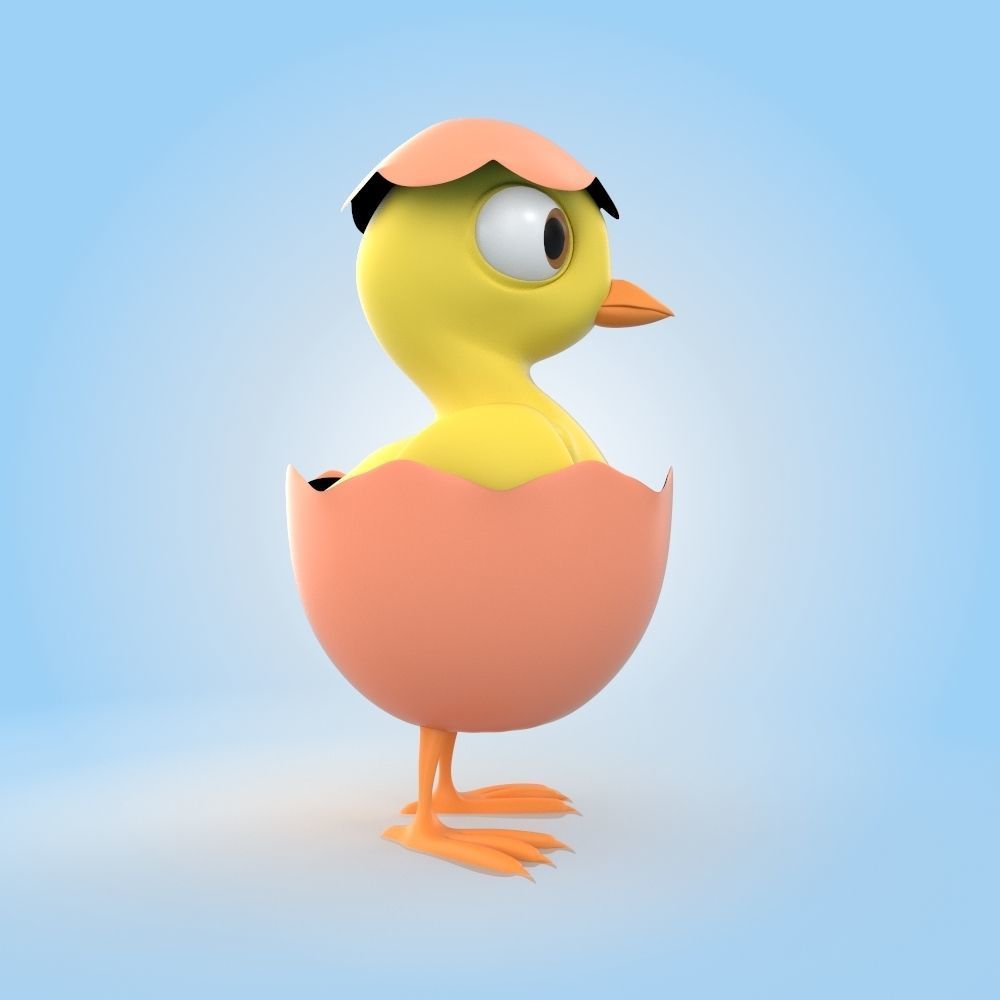 Chick With Egg 3D model_1
