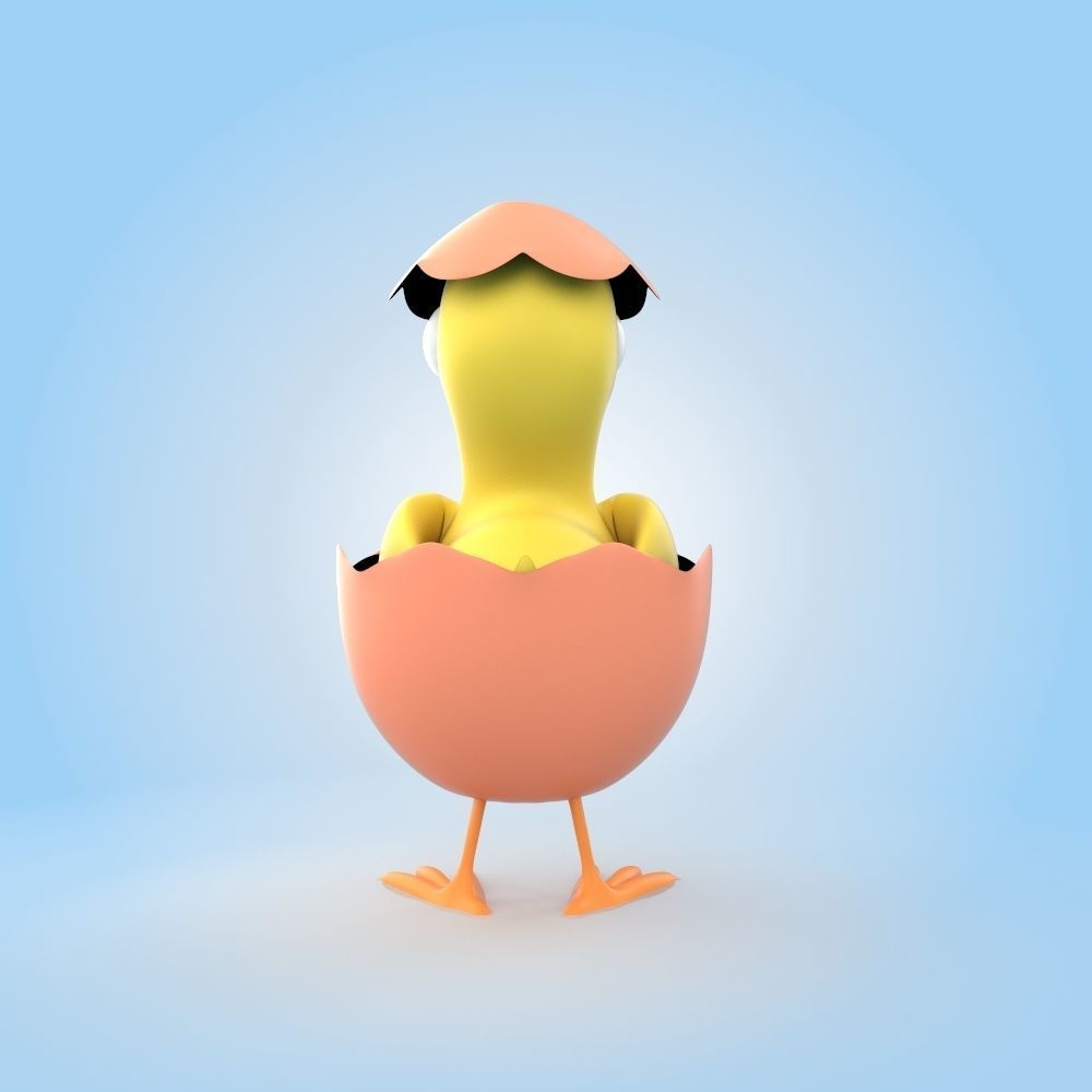 Chick With Egg 3D model_3