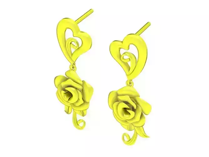 5908 Beautiful Heart and Rose Earrings 