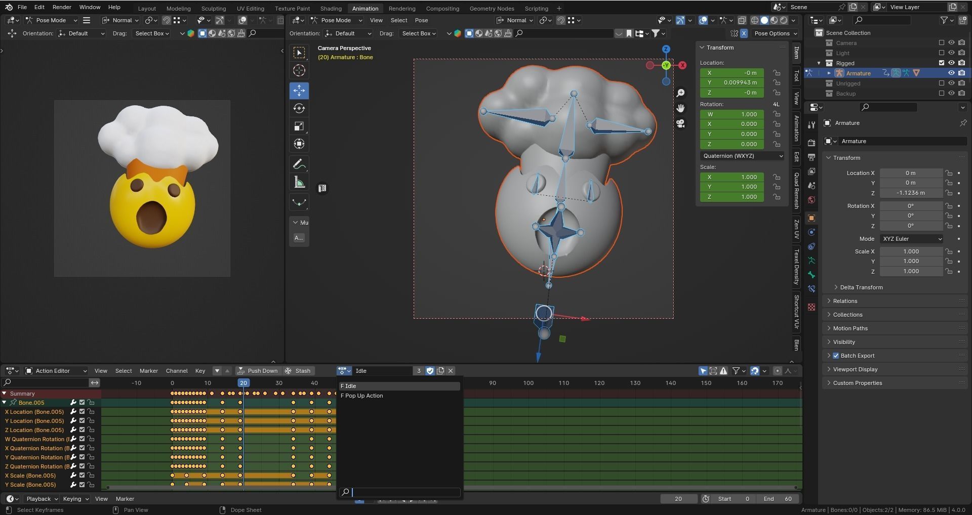 Exploded Head or Stress Emoticon Emoji or Smiley 3D model_8