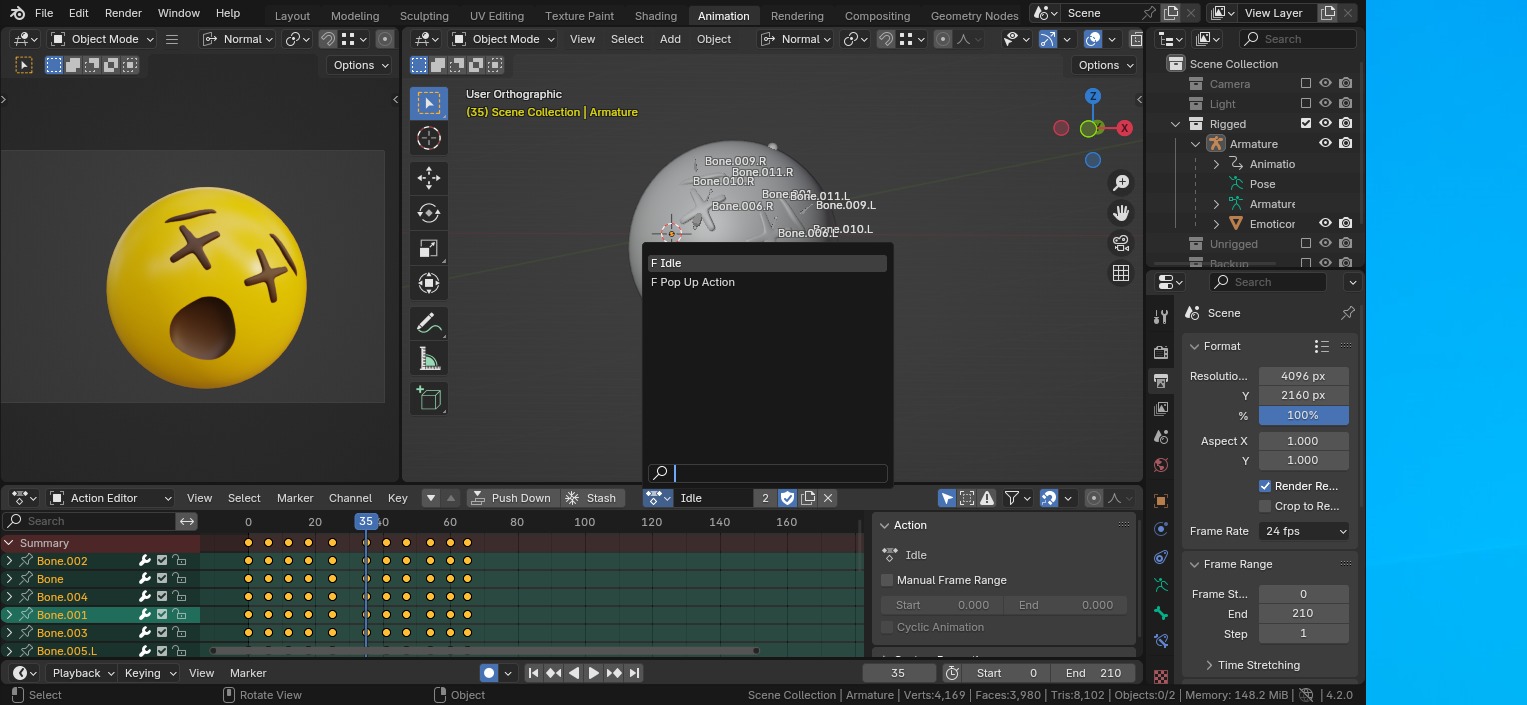 Faint or Dead Face Emoticon Emoji or Smiley 3D model_8