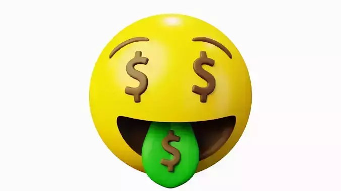 Money Eyes Tongue Face Emoticon Emoji or Smiley 3D model