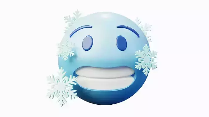 Freezing Cold Emoticon Emoji or Smiley 3D model