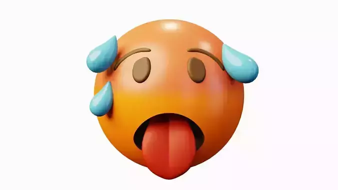 Overheated Face Emoticon Emoji or Smiley 3D model