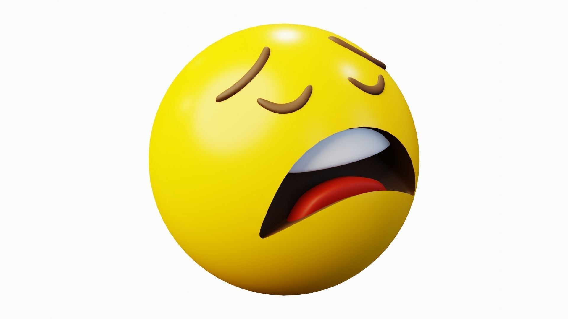 Exhausted or Weary Emoticon Emoji or Smiley 3D model_4