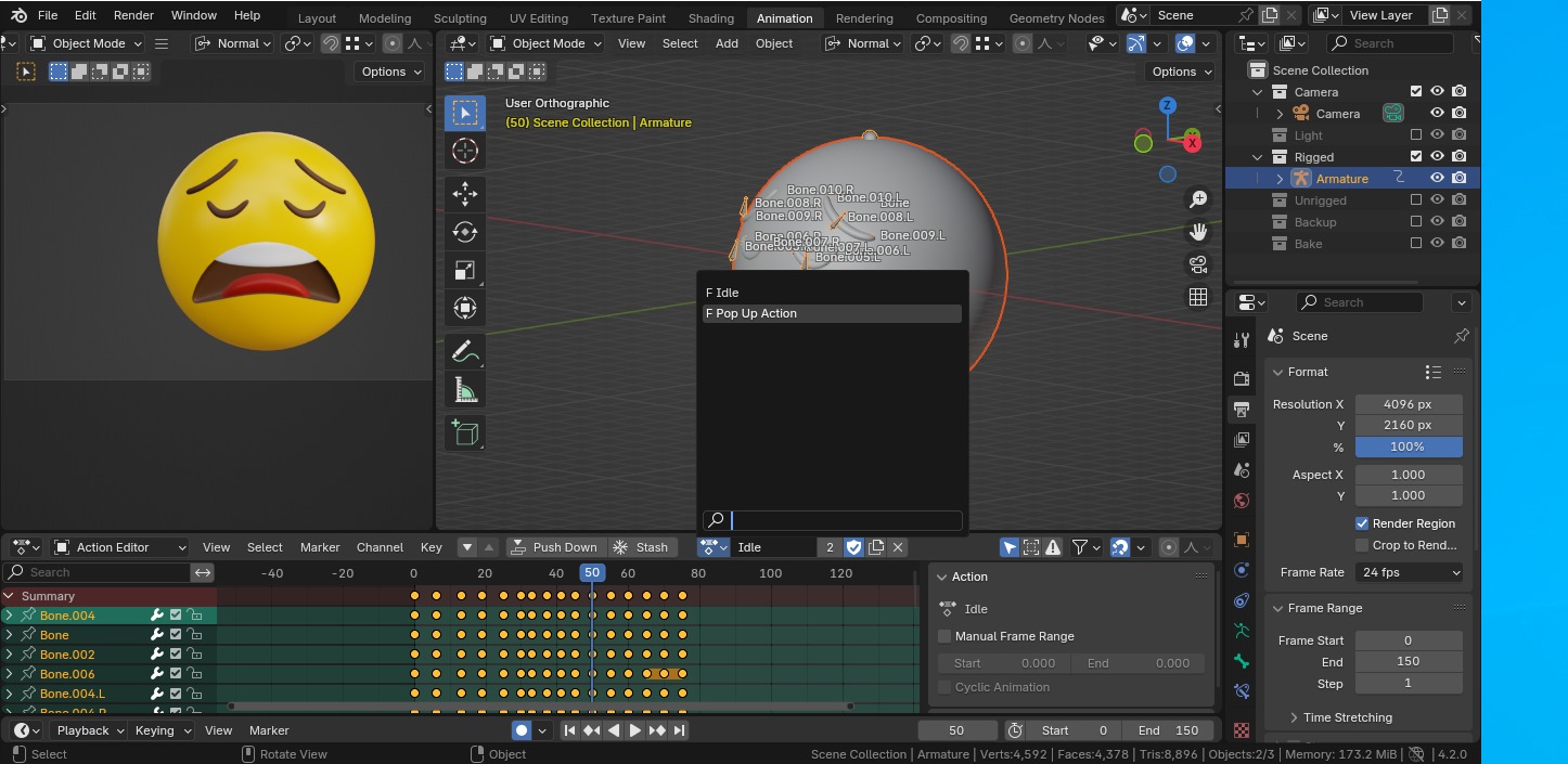 Exhausted or Weary Emoticon Emoji or Smiley 3D model_8