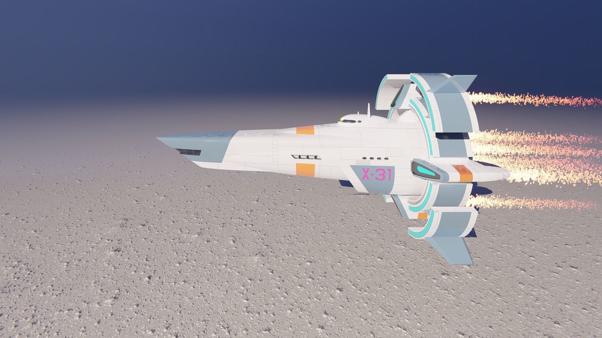 Futuristic 3D Space Ship 2023  2024 Model Fly vehicle Low-poly 3D model_6