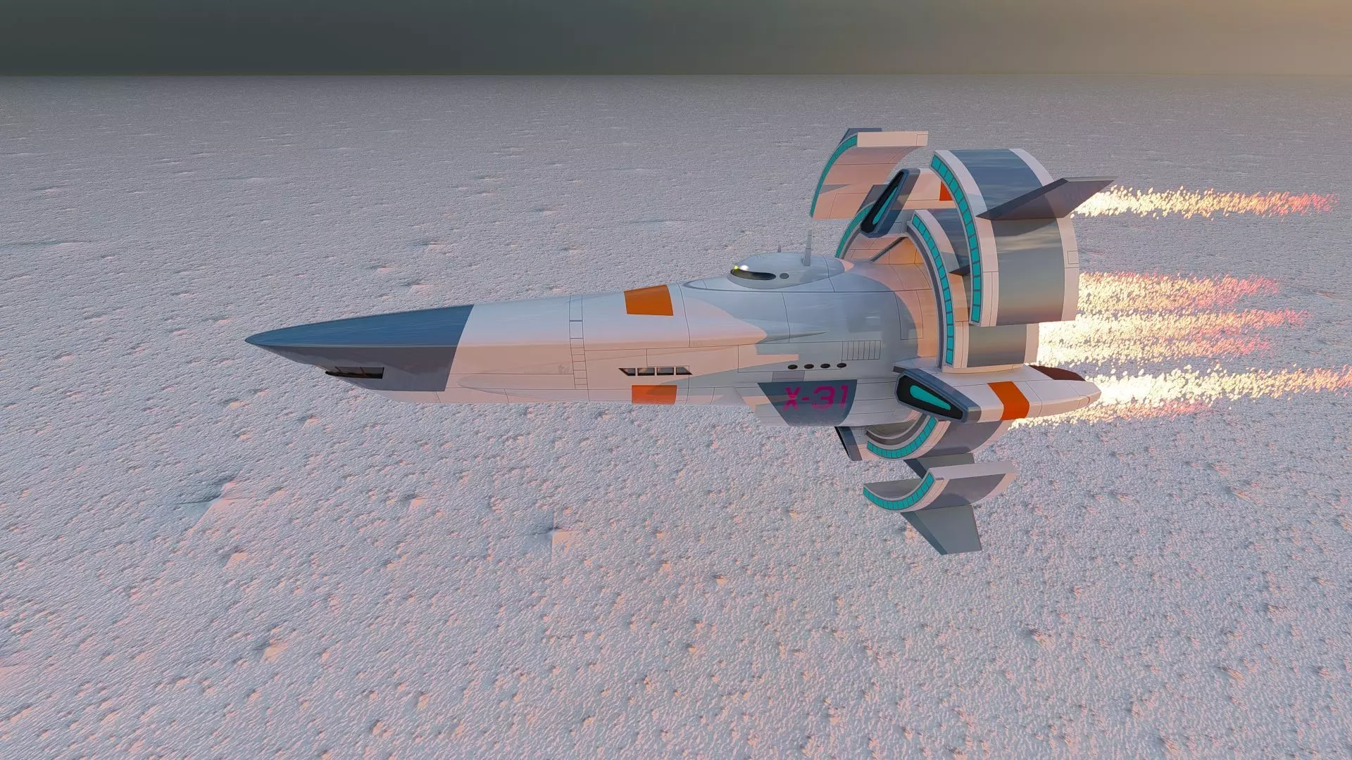 Futuristic 3D Space Ship 2023  2024 Model Fly vehicle Low-poly 3D model_0