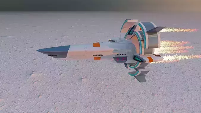 Futuristic 3D Space Ship 2023  2024 Model Fly vehicle Low-poly 3D model