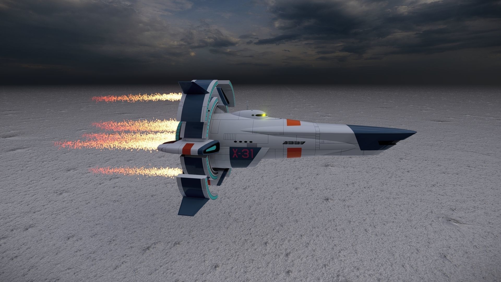 Futuristic 3D Space Ship 2023  2024 Model Fly vehicle Low-poly 3D model_3