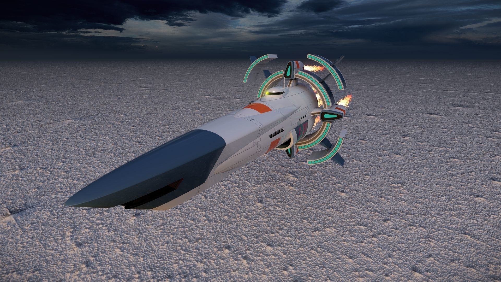 Futuristic 3D Space Ship 2023  2024 Model Fly vehicle Low-poly 3D model_5