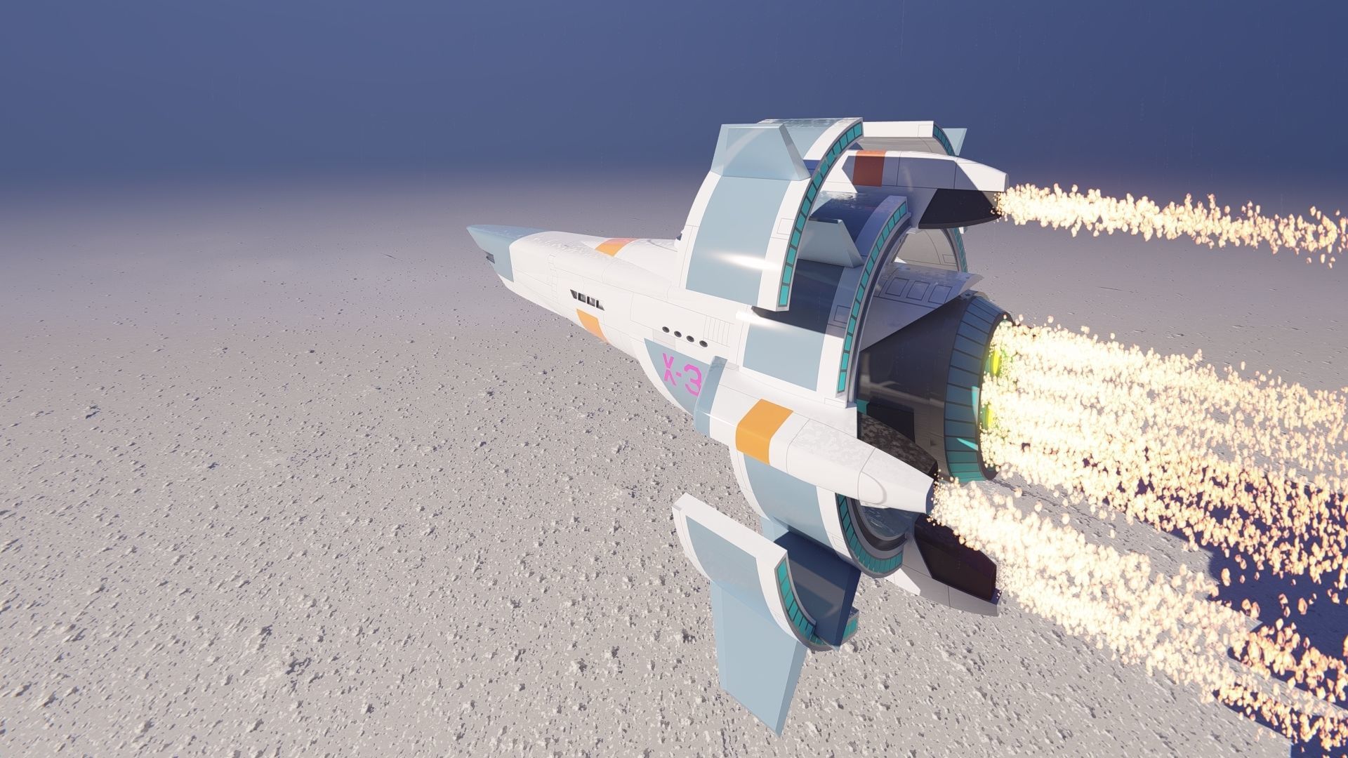 Futuristic 3D Space Ship 2023  2024 Model Fly vehicle Low-poly 3D model_7