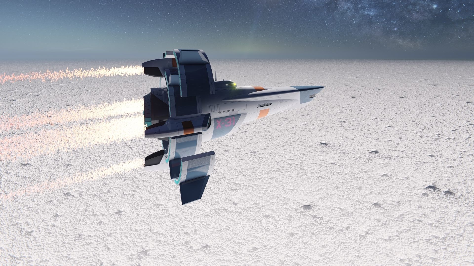 Futuristic 3D Space Ship 2023  2024 Model Fly vehicle Low-poly 3D model_8