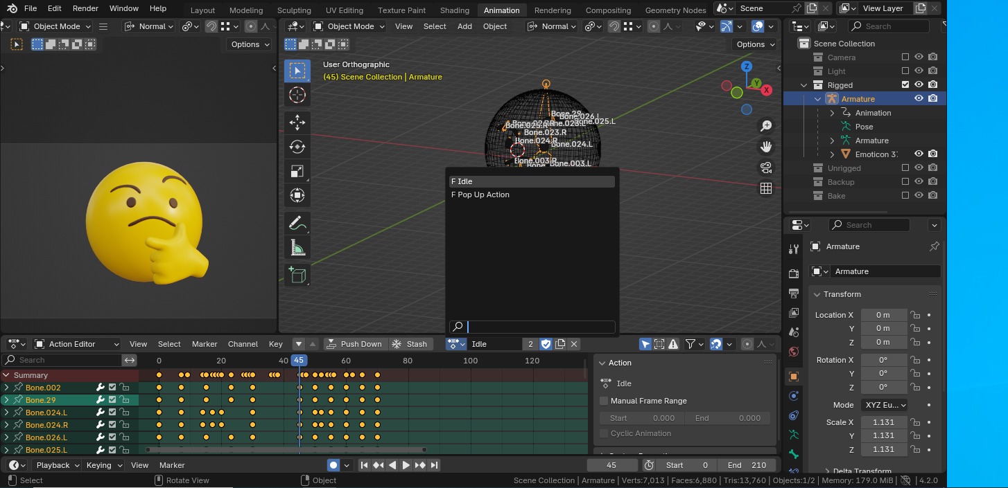 Thinking Emoticon Emoji or Smiley 3D model_8