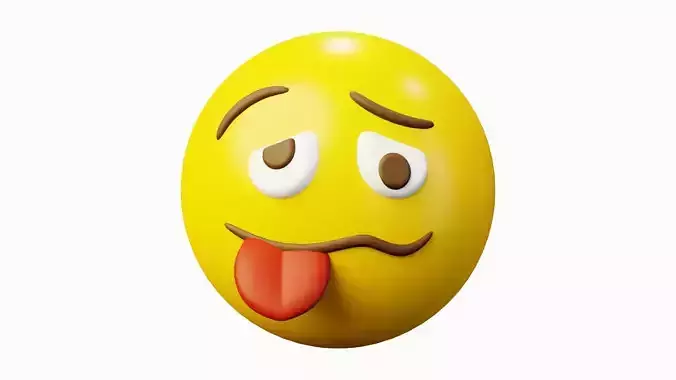 Drunk or Stupid Face Emoticon Emoji or Smiley 3D model