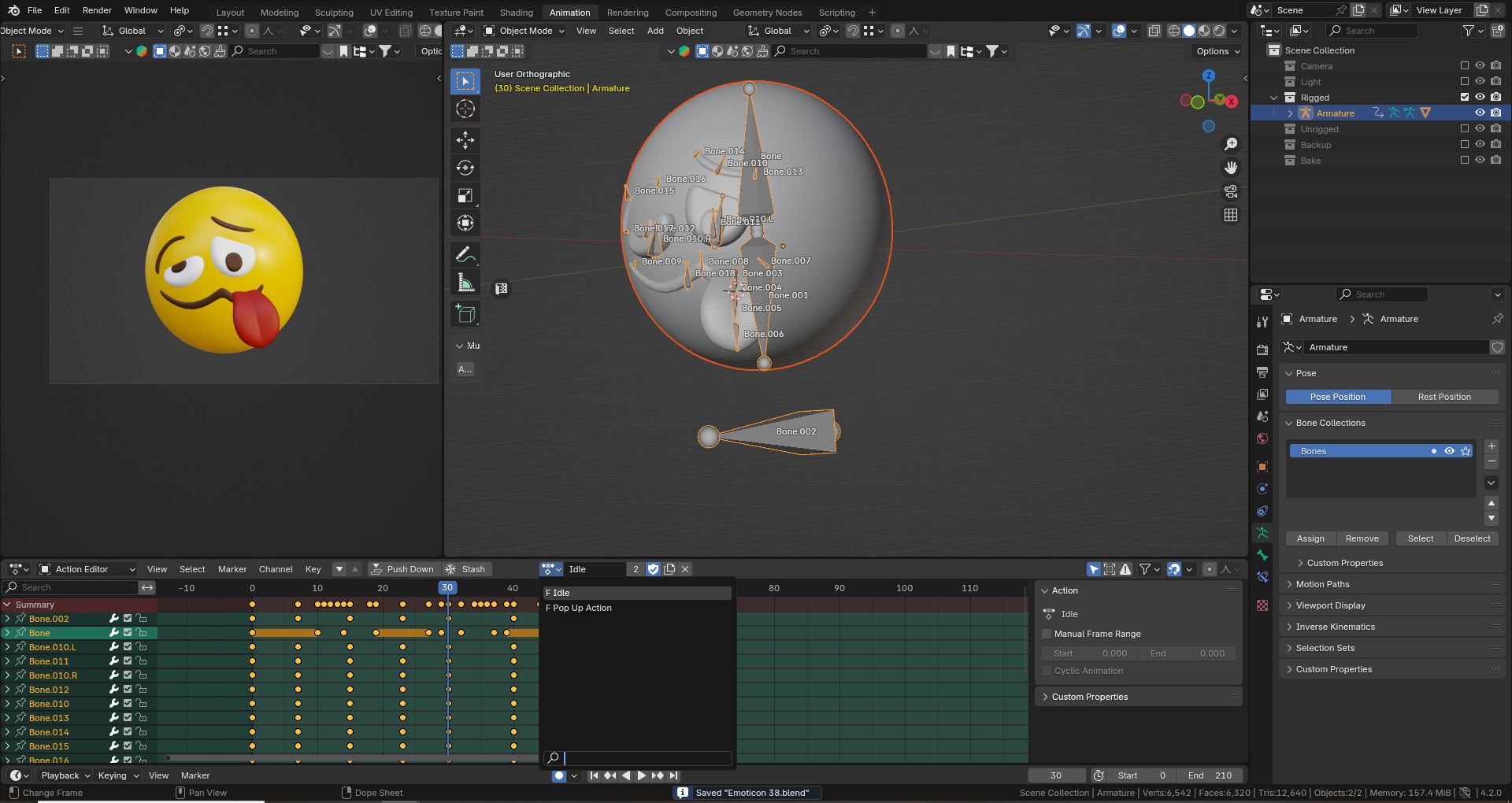 Drunk or Stupid Face Emoticon Emoji or Smiley 3D model_8