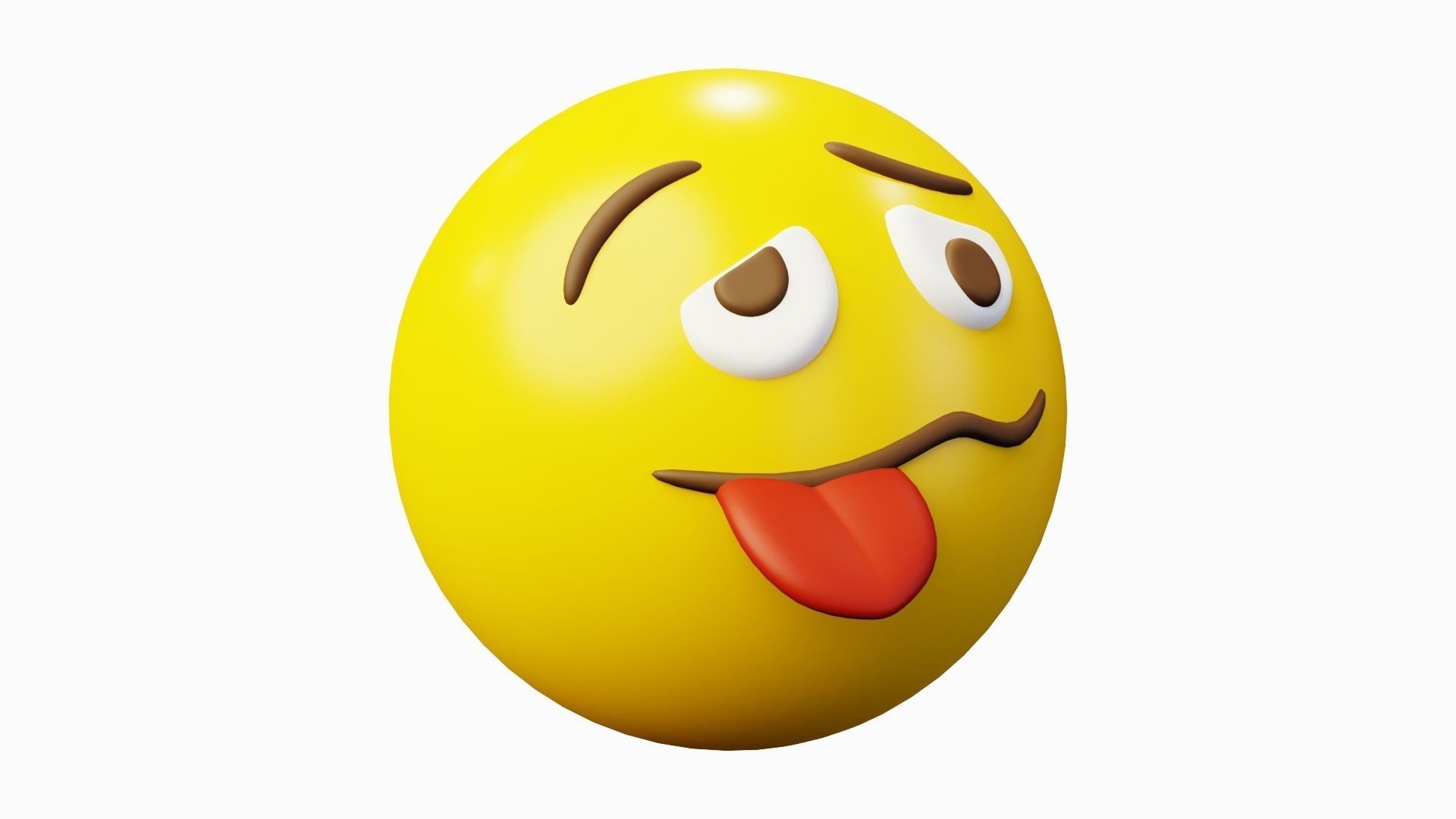 Drunk or Stupid Face Emoticon Emoji or Smiley 3D model_4
