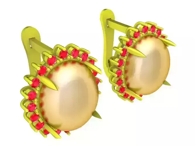 5915 oval ruby diamond earrings  3D print model