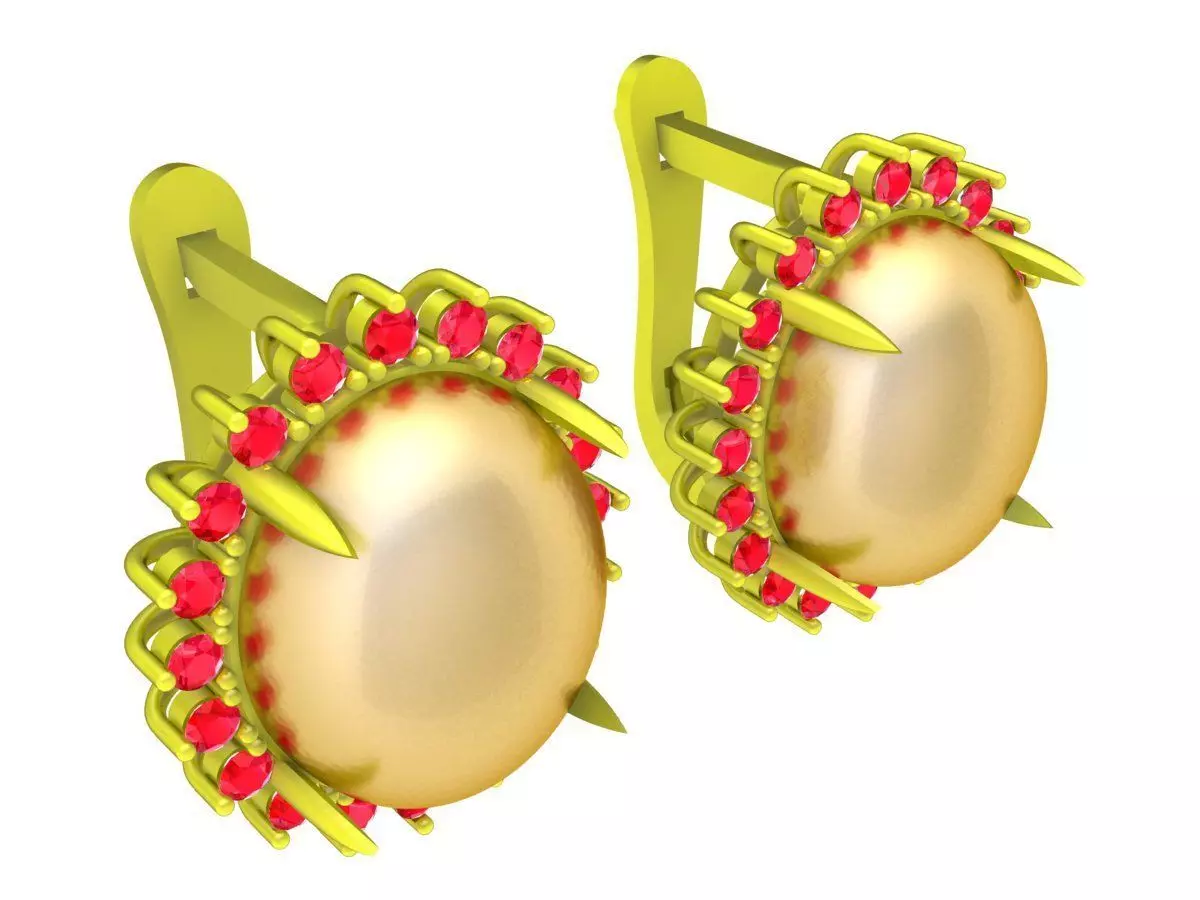 Oval Pearl Halo Stud Earrings 5915 3D print model