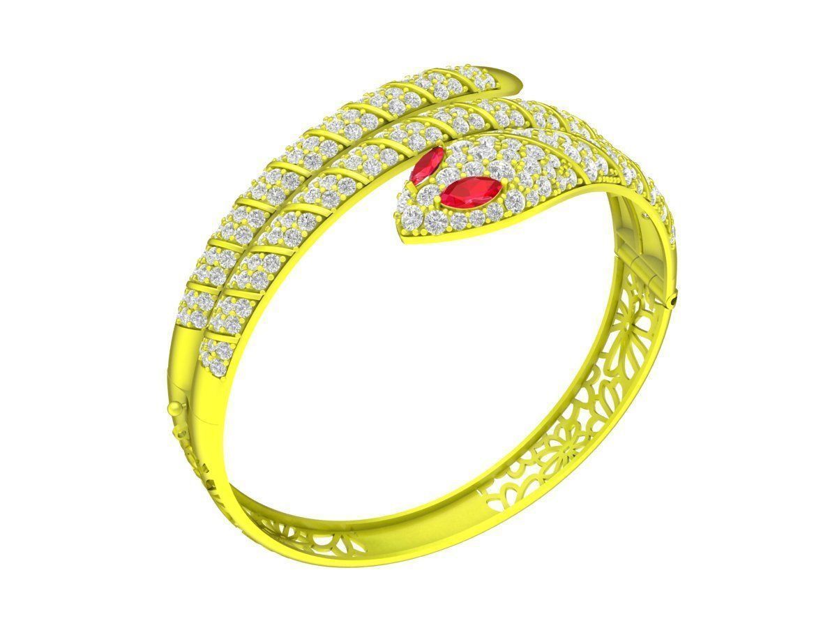 5917 Luxury Snake Diamond Bangle for lady 3D print model_4
