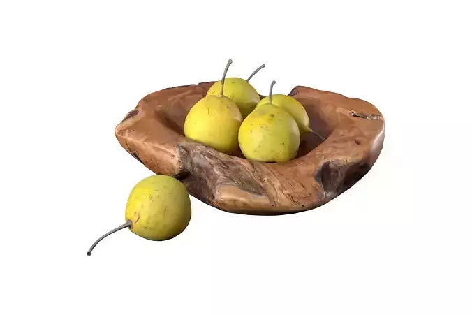 pear in wooned bowl