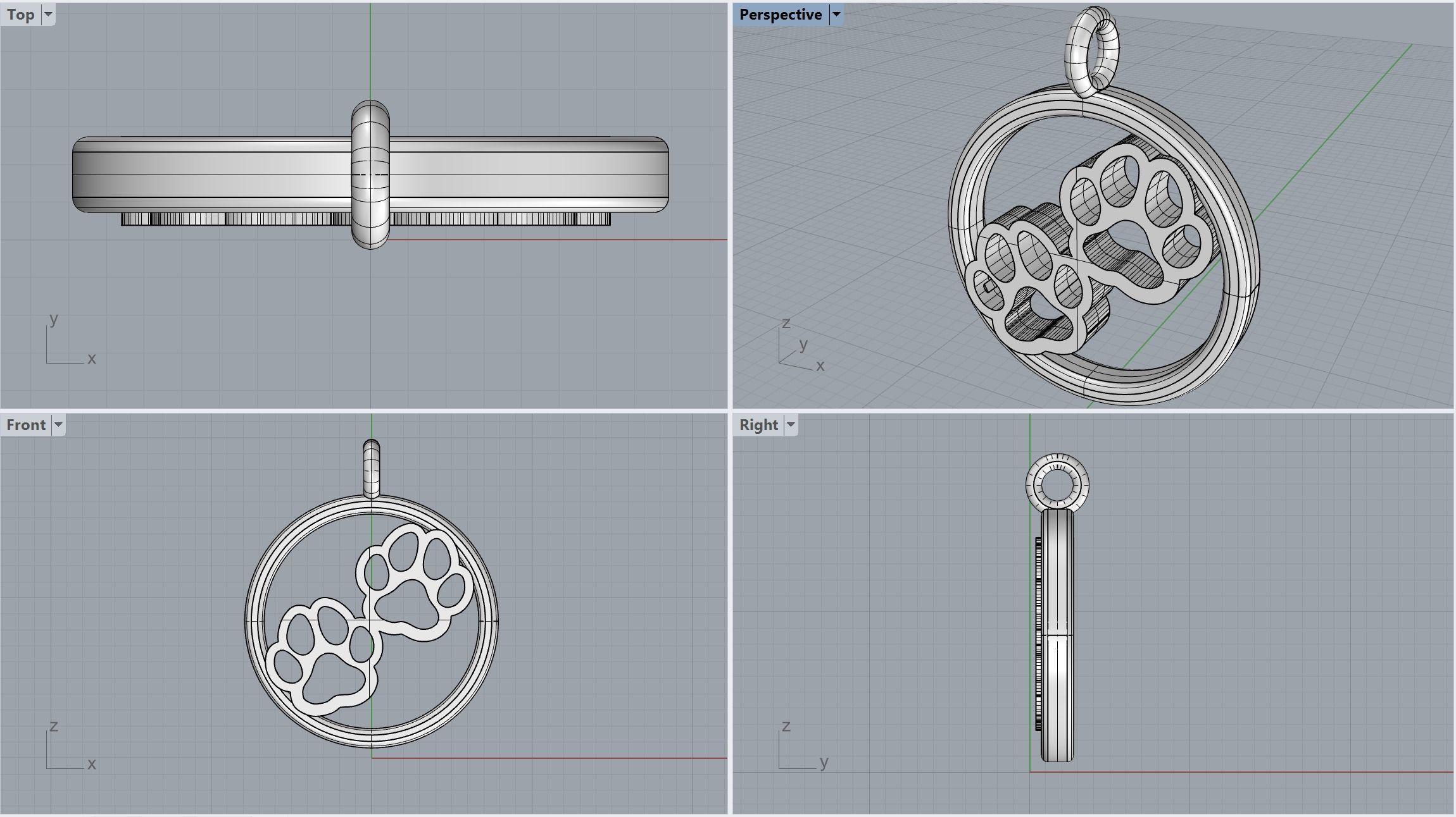 Dog Paw Pendant Free 3D print model_1