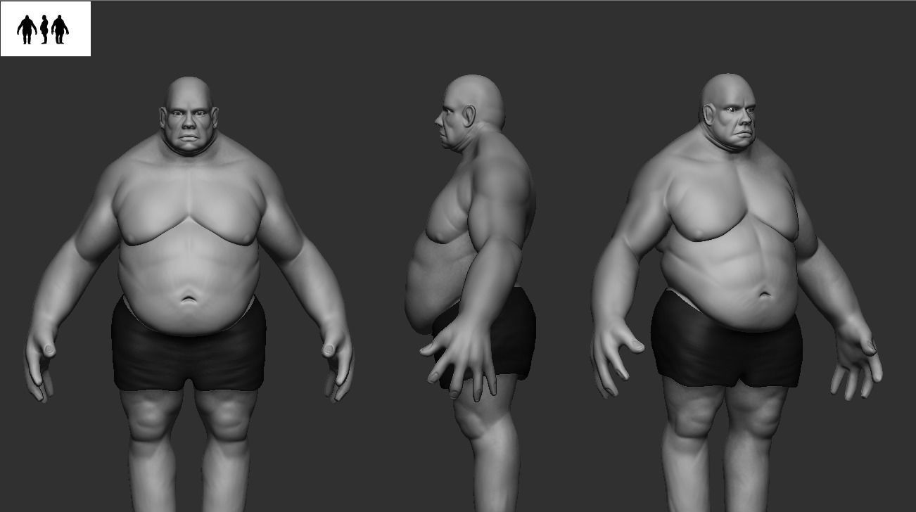 Base Fat Human Low-poly 3D model_1