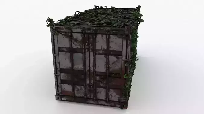 Old Rusty Shipping Container with Ivy Low-poly 3D model