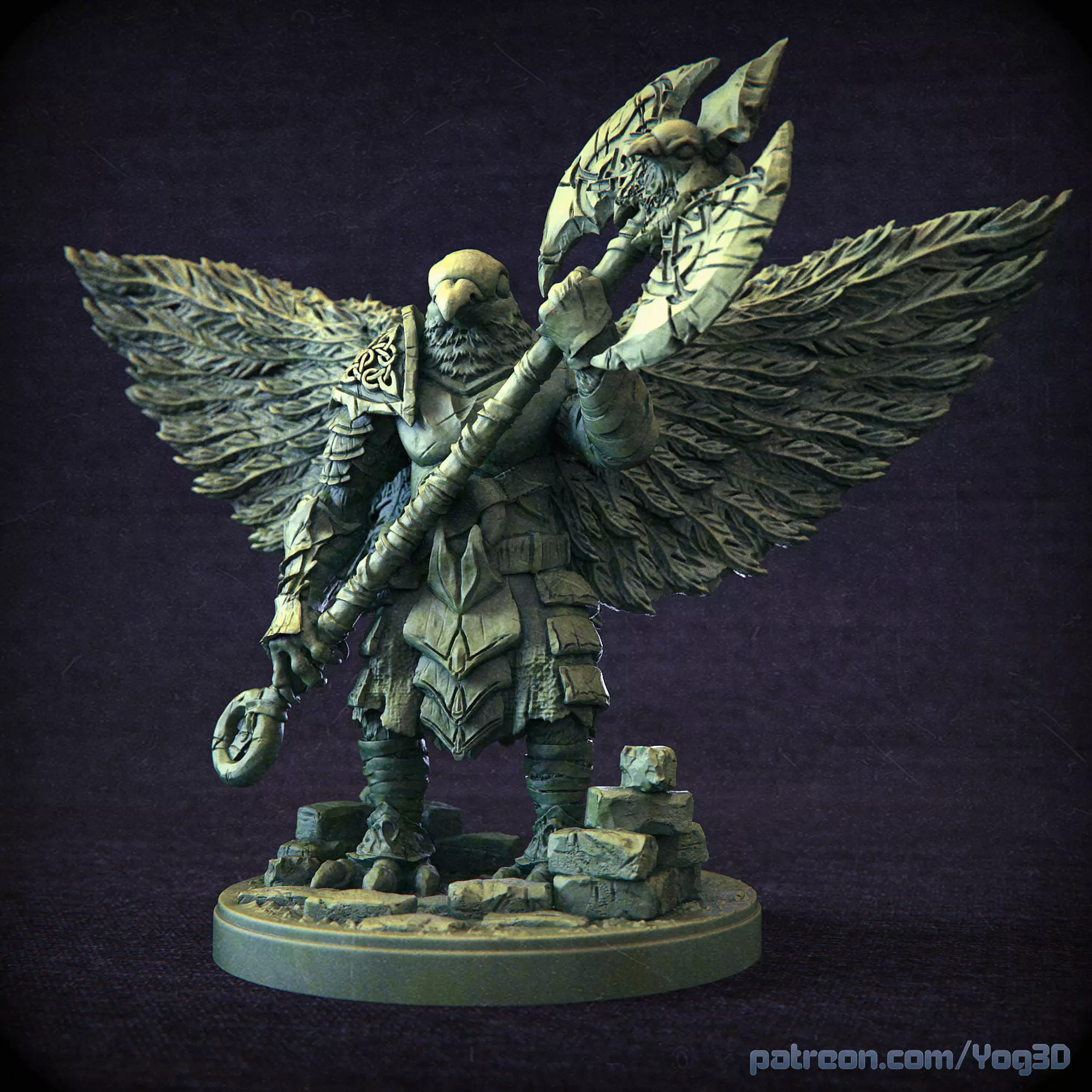 Pigeon warrior with an axe miniature Free 3D print model