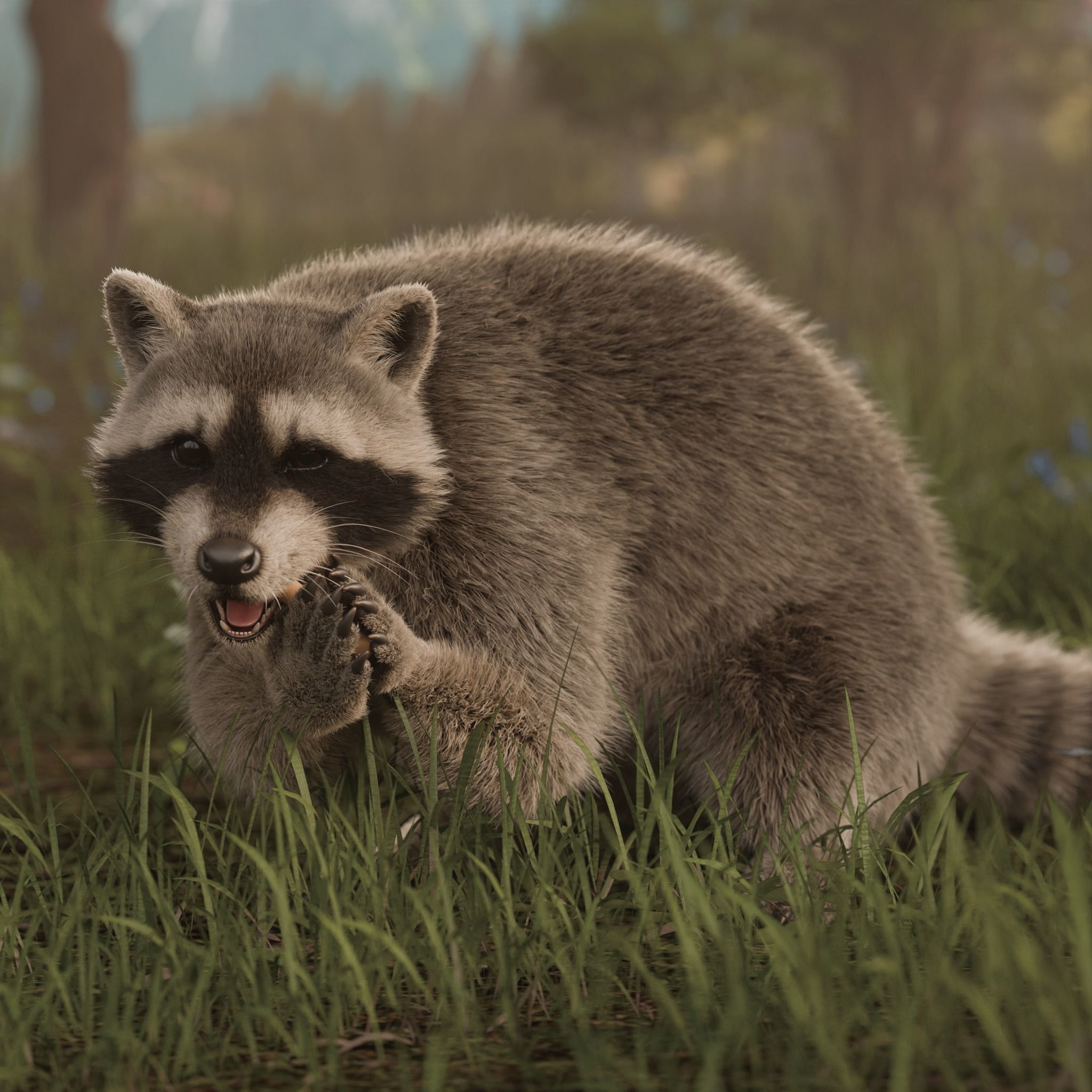 Raccoon Rigged Animated 3D model_4