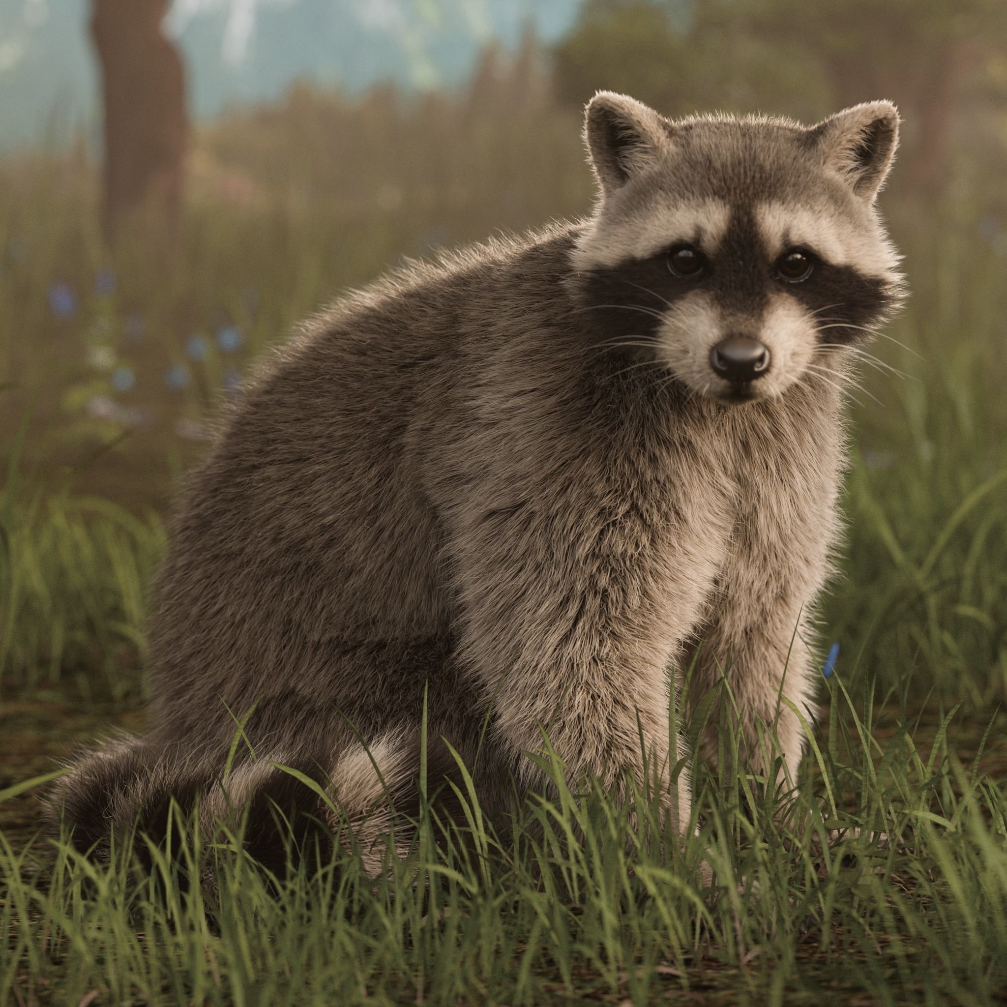 Raccoon Rigged Animated 3D model_3