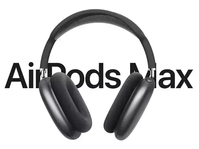 Headphones Apple AirPods Max space gray Low-poly 3D model