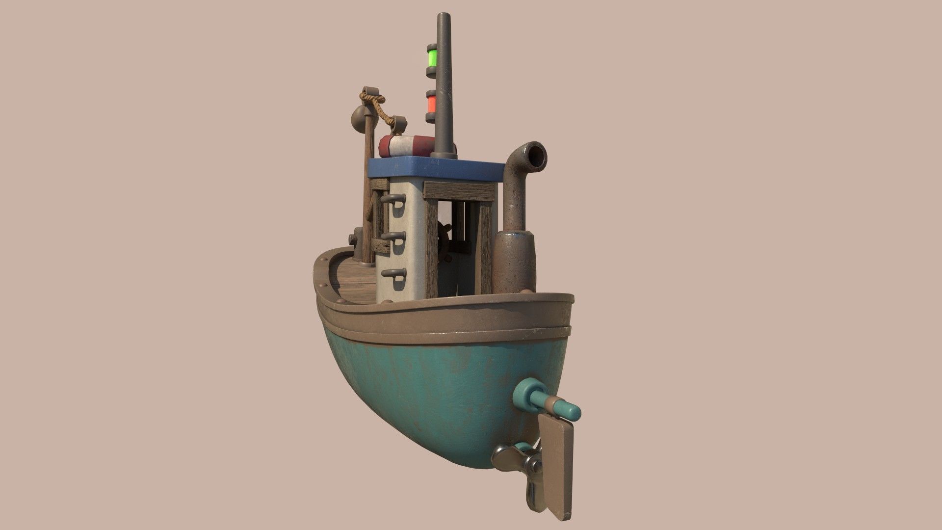 Stylized Simple Fishing Boat Low-poly 3D model_17