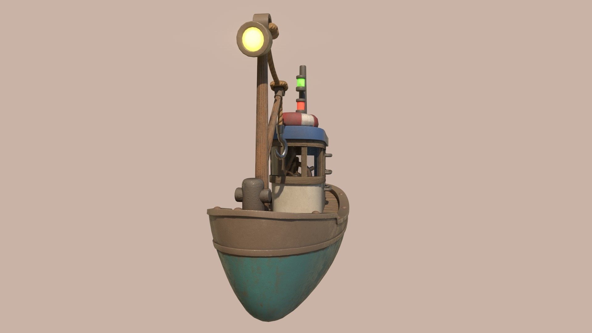 Stylized Simple Fishing Boat Low-poly 3D model_8