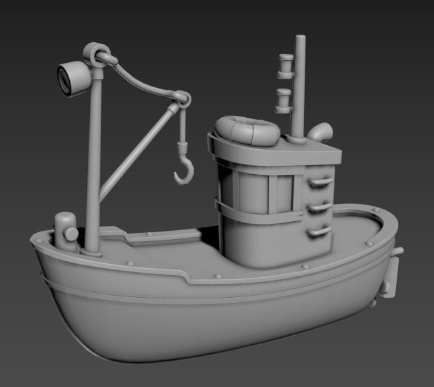 Stylized Simple Fishing Boat Low-poly 3D model_18