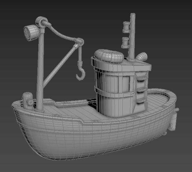 Stylized Simple Fishing Boat Low-poly 3D model_19