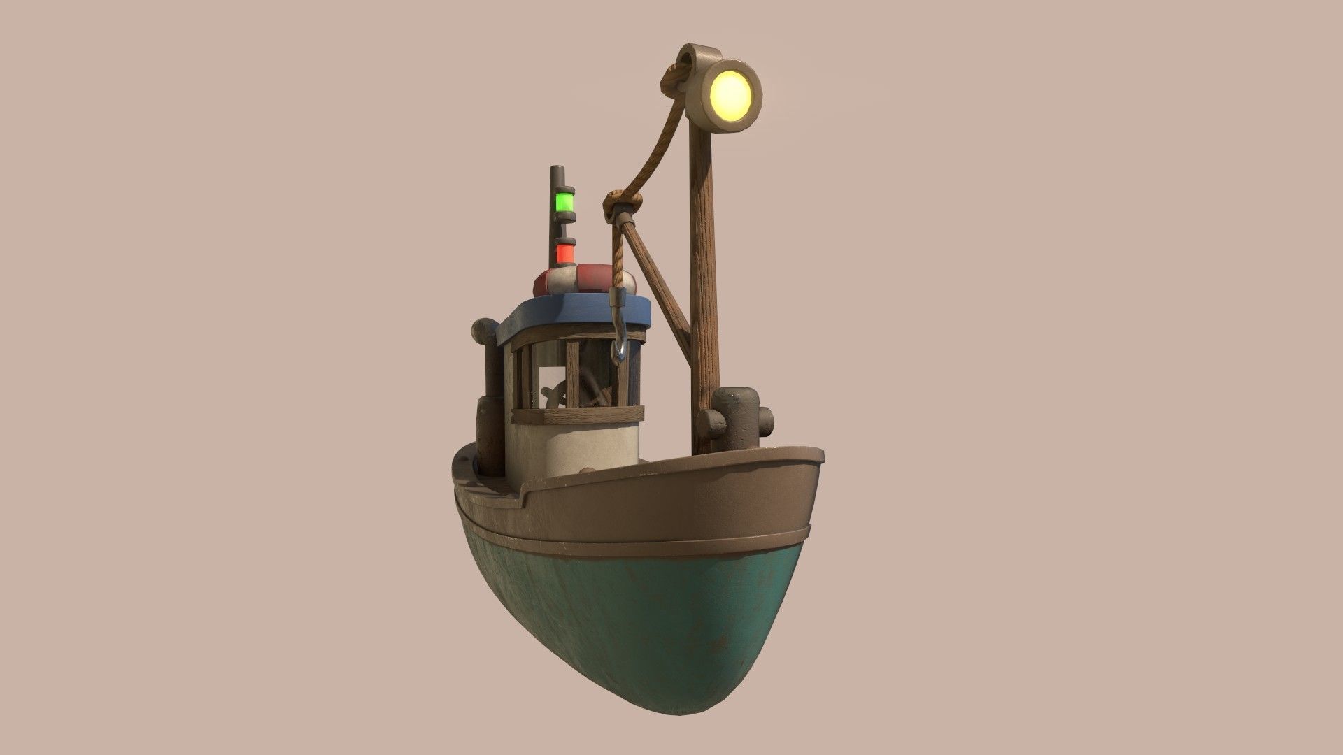 Stylized Simple Fishing Boat Low-poly 3D model_12