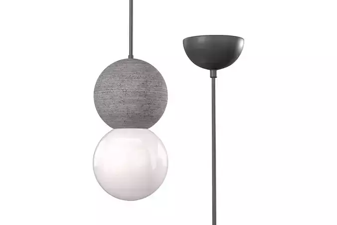 Gray Globe Cement Pendant Light 3D model