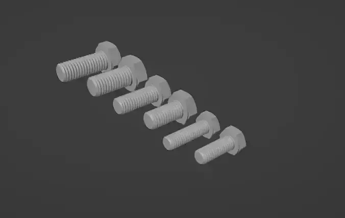 m6 16mm-20mm m8 16mm-20mm m10 20mm-25mm DIN EN 24017 Bolts 3D print model