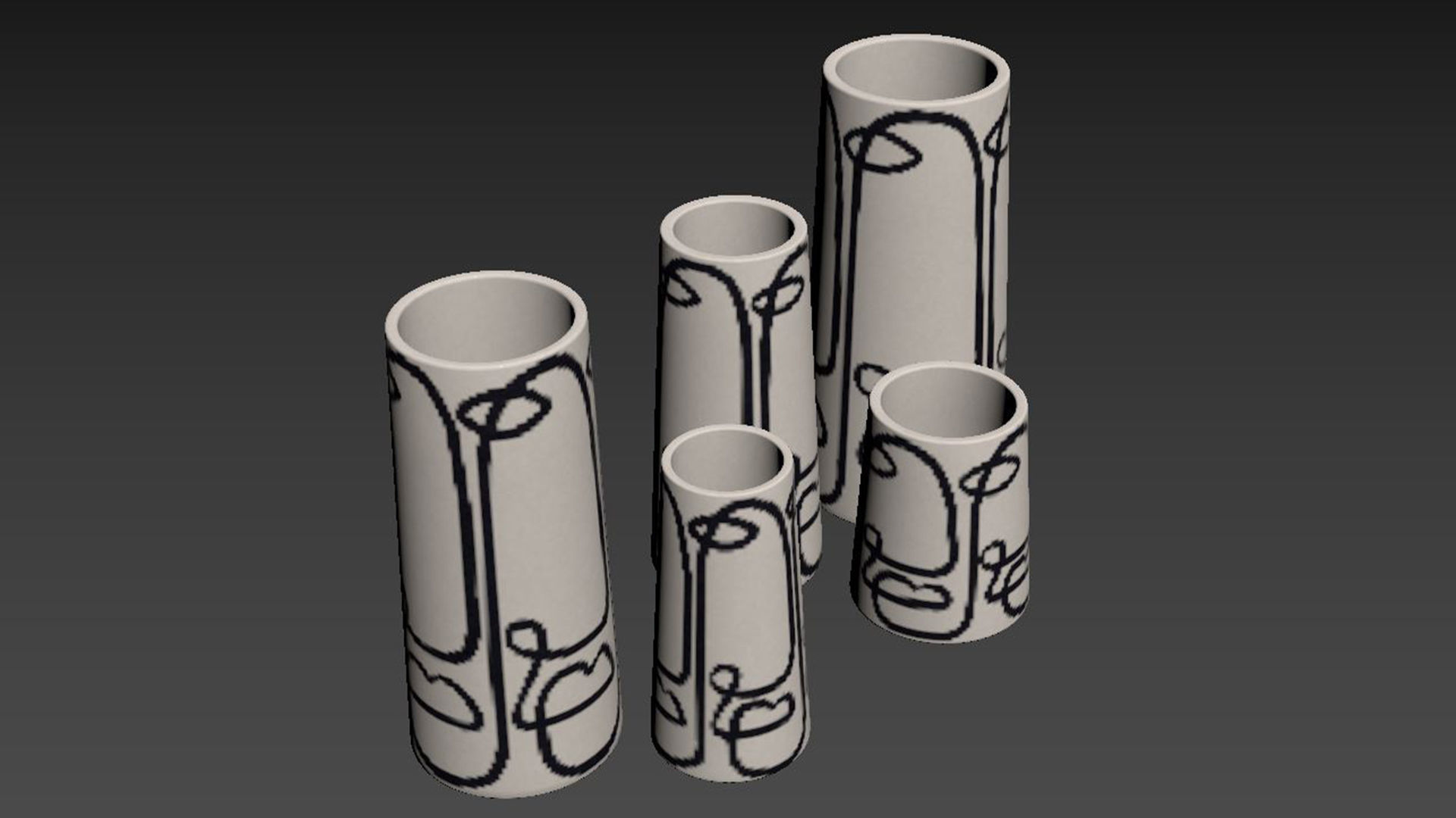 Set Franca NYC Cara Pillar Vase 3D model_4