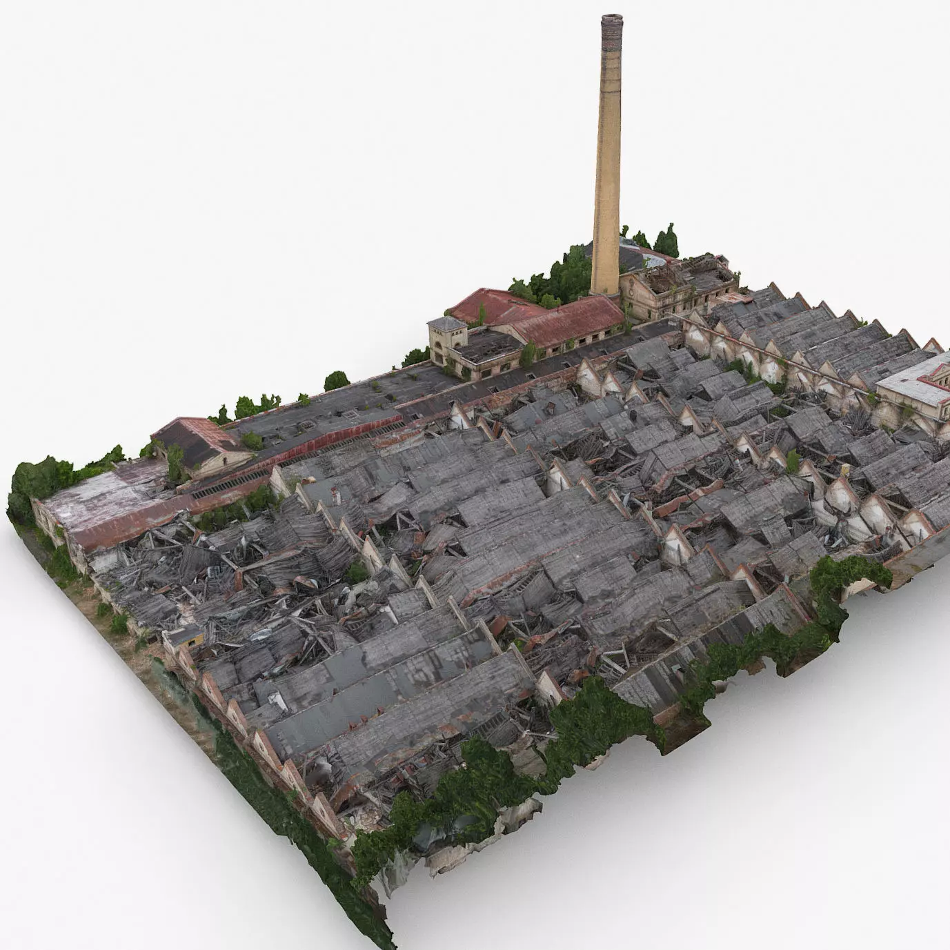 Textile factory ruin 3D model_0