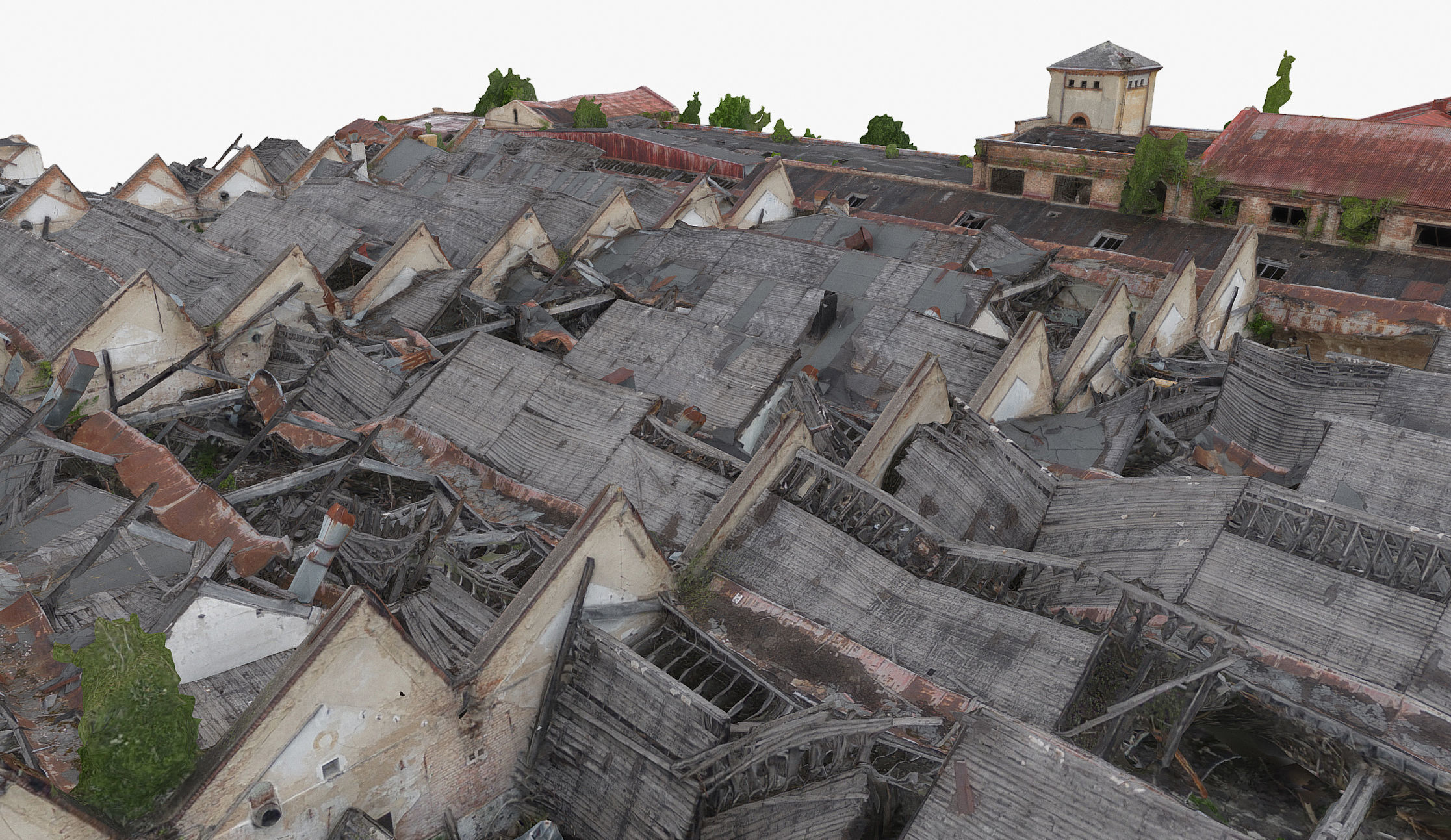 Textile factory ruin 3D model_2